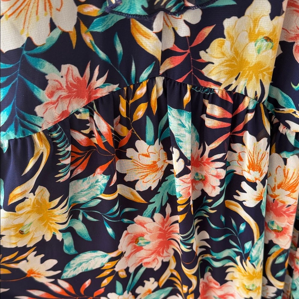 Floral Ruffle Maxi Dress - Navy Multicolor - Picture 4 of 6